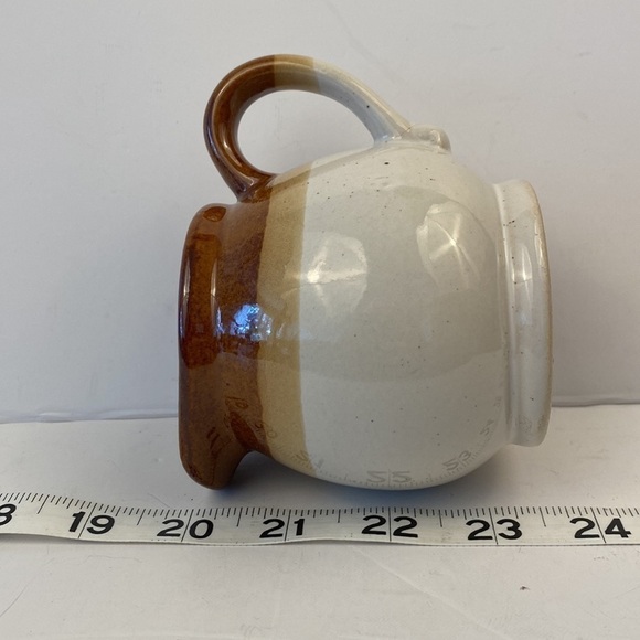 Pottery Round Striped Cream, Tan & Brown Creamer - Picture 5 of 11